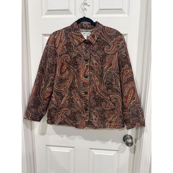 Coldwater Creek Jacket Womens Petite Large Paisley Tapestry Lined Button Front - Picture 1 of 11